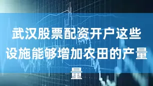 武汉股票配资开户这些设施能够增加农田的产量